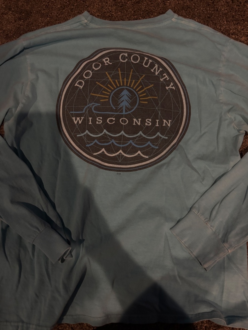 Blue Door County Wisconsin Blue Long Sleeve Graphic Tee Size S - Picture 3 of 3